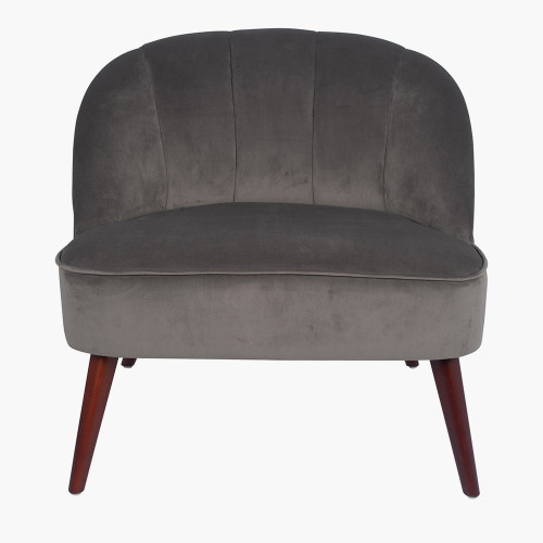 Dove Grey Velvet Chair with Walnut Effect Legs