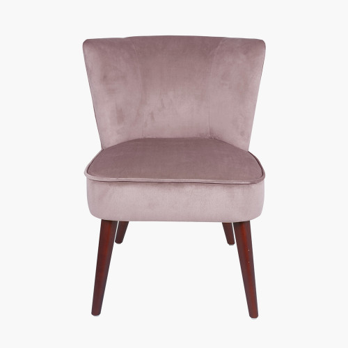 Blush Pink Velvet Chair with Walnut Effect Legs