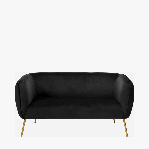 Lucca Black Velvet Sofa with Gold Legs