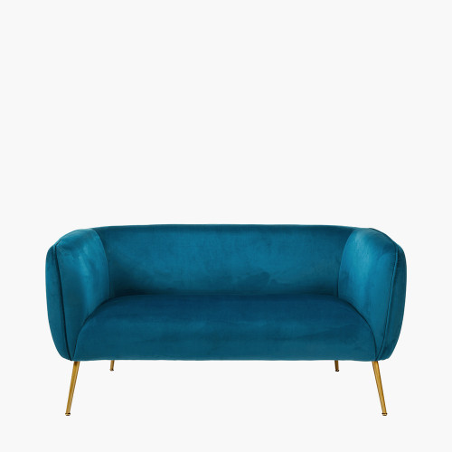 Lucca Sapphire Blue Velvet Sofa with Gold Legs