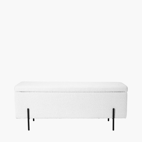 Catania Boucle Storage Bench With Black Legs