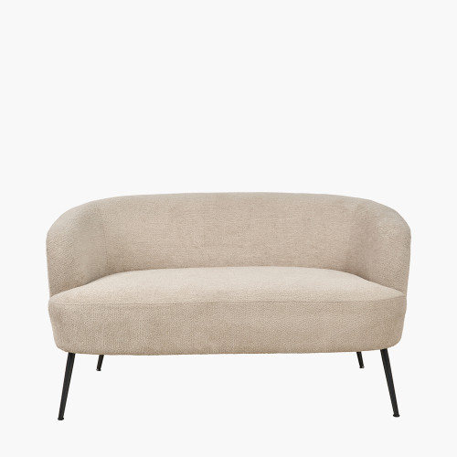 Aviana Taupe Teddy and Black Metal Sofa