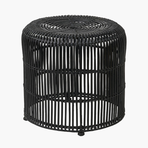 Black Rattan Core Stool