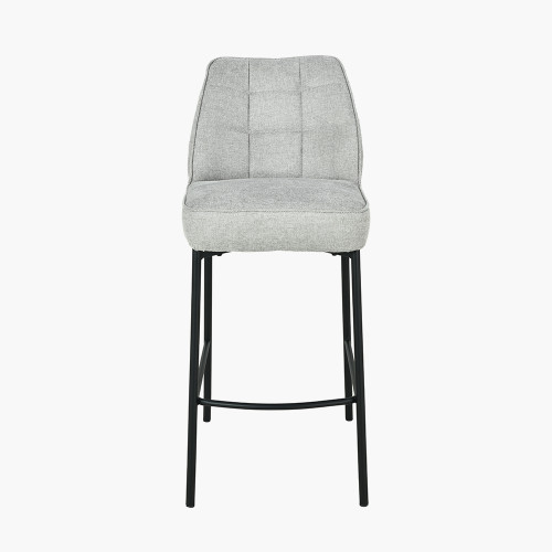 Grey Chenille Quilted Back Bar Stool