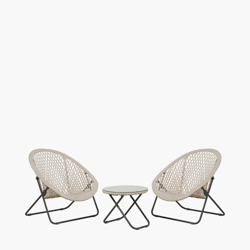 Tobs Outdoor Cream Foldable Loungers Set