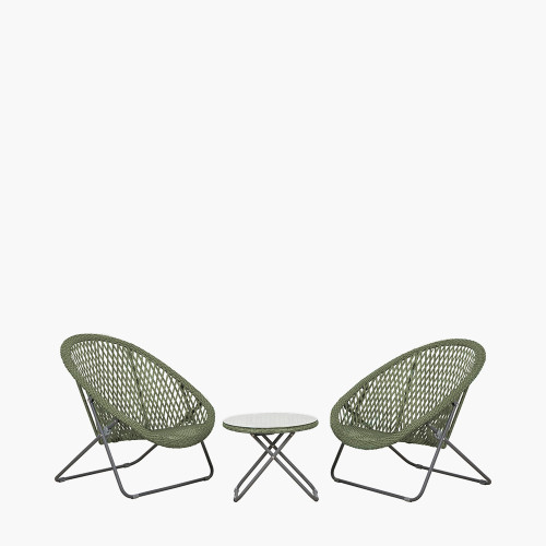 Tobs Outdoor Green Foldable Loungers Set