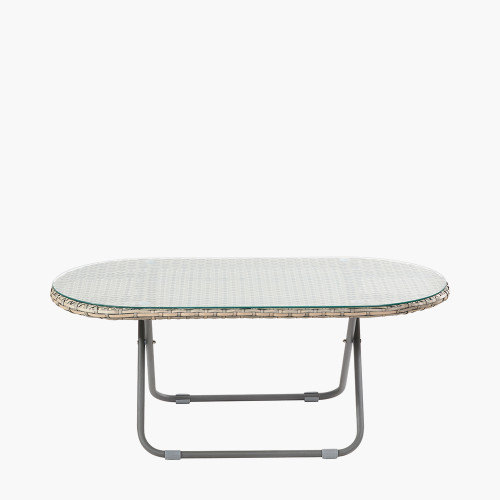 tobs Grey Synthetic Rattan Oval Lounger Table