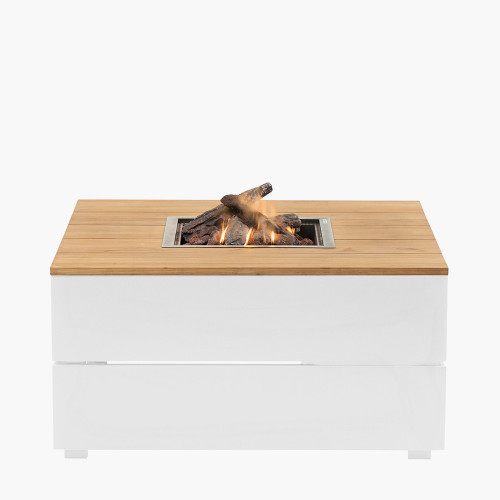 Cosipure 100 Square Fire Pit White and Teak