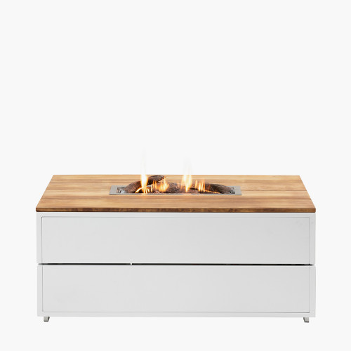 Cosipure 120 Rectangular Fire Pit White and Teak