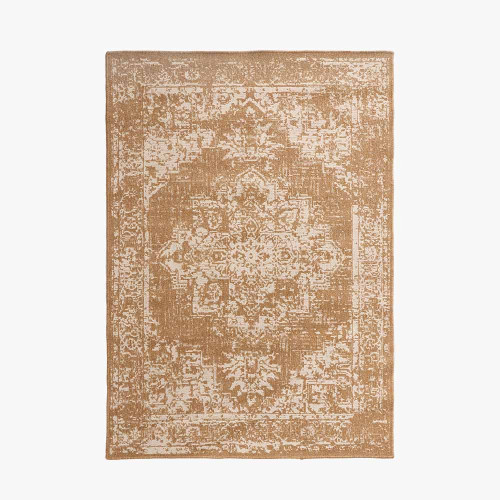 Indoor Outdoor Polypropylene Natural and White Vintage Design Rug