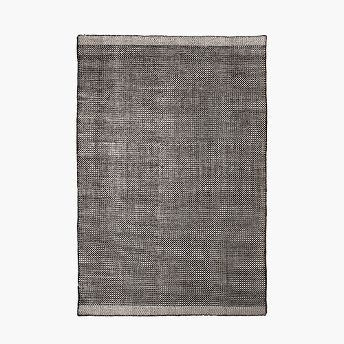 Indoor Outdoor Recycled PET Yarn Dark Grey and White Basket Weave Design Rug