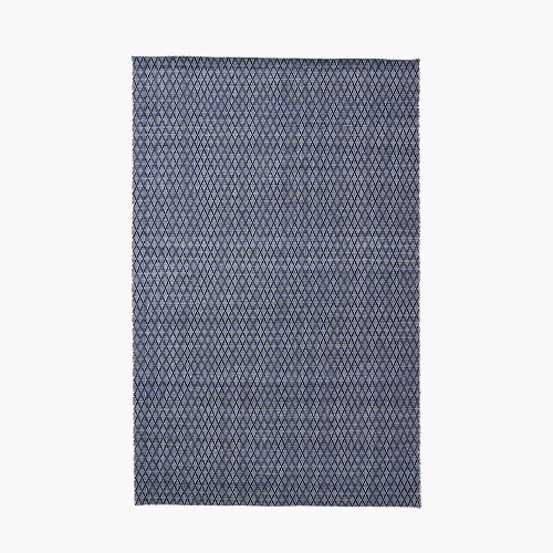 Indoor Outdoor Recycled PET Yarn Denim Blue and White Ikat Design Rug