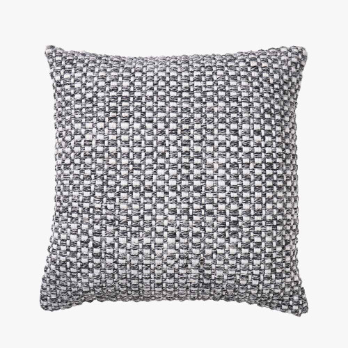 Indoor Outdoor Polyester Dark Grey and White Basket Weave Design Scatter Cushion