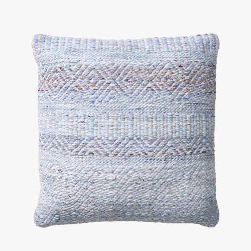 Indoor Outdoor Polyester Aqua Blue and White Inca Design Scatter Cushion