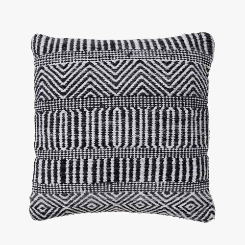 Indoor Outdoor Polyester Black and White Inca Design Scatter Cushion