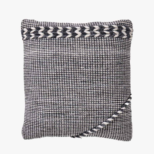 Indoor Outdoor Polyester Grey and White Plait Design Scatter Cushion
