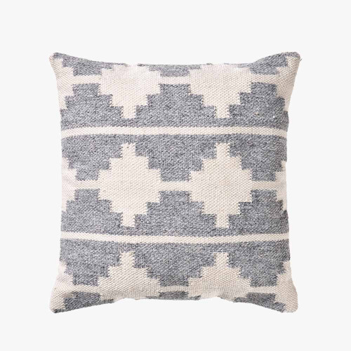 Indoor Outdoor Polyester Grey and White Morrocan Design Scatter Cushion