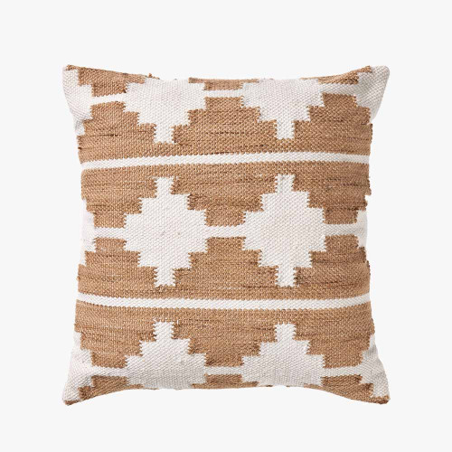 Indoor Outdoor Polyester Taupe and White Morrocan Design Scatter Cushion