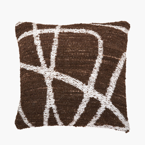 Chocolate Brown & White Abstract Cushion
