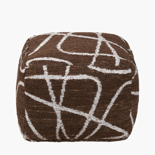 Chocolate Brown & White Abstract Pouffe