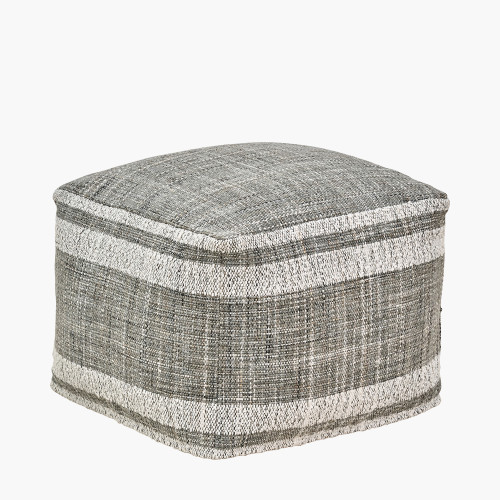 Grey and White Stripe Design Pouffe