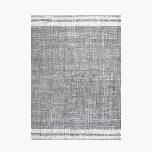Steel Grey and White Stripe Design Rug