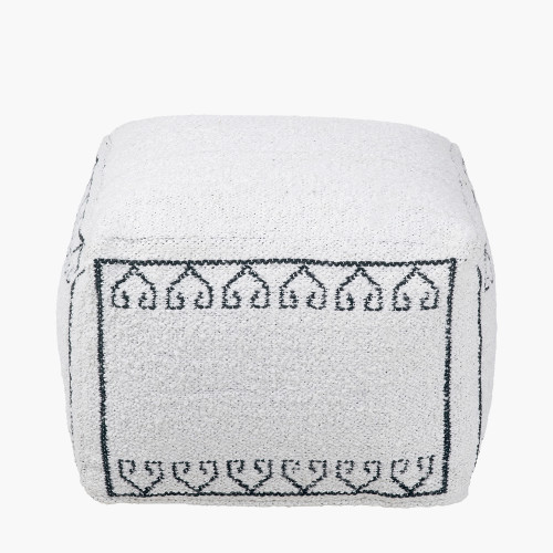 White and Black Greek Key Design Pouffe