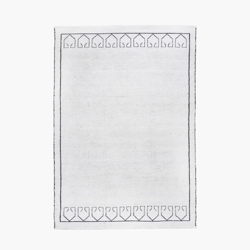 White and Black Greek Key Design Rug