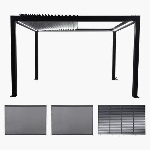 Abierto Pergola & 4m Louvre & 3m Manual Blinds 