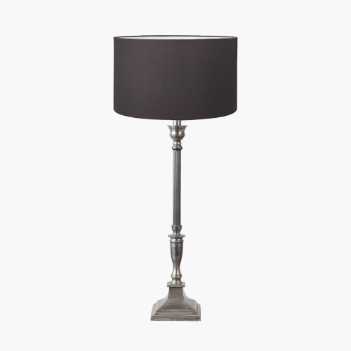Silver Metal Table Lamp/Henry 30cm Grey shade
