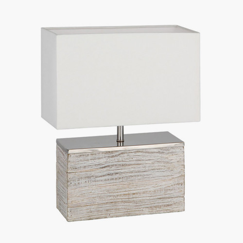 White Wash Wood Table Lamp