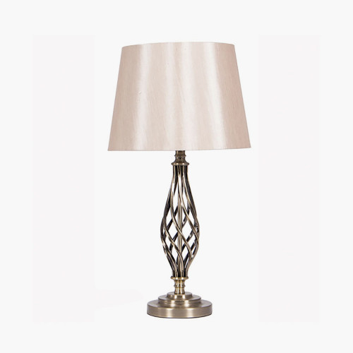 Antique Brass Metal Twist Detail Table Lamp 