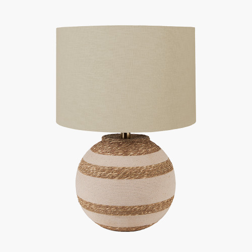  Sea Grass Lamp Base & Lino 40cm Cream shade
