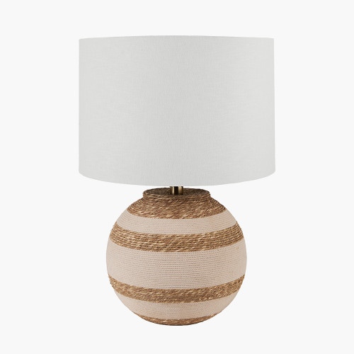 Sea Grass Lamp Base & Lino 40cm White shade