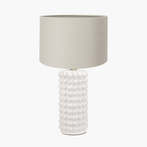 Sohan White Tall Lamp/Lino 40cm grey shade