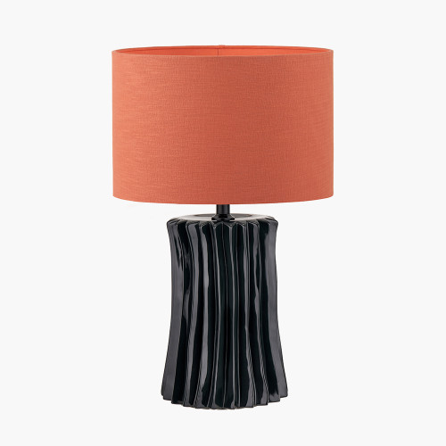 Devony Black Lamp/lino 35cm cinnamon shade