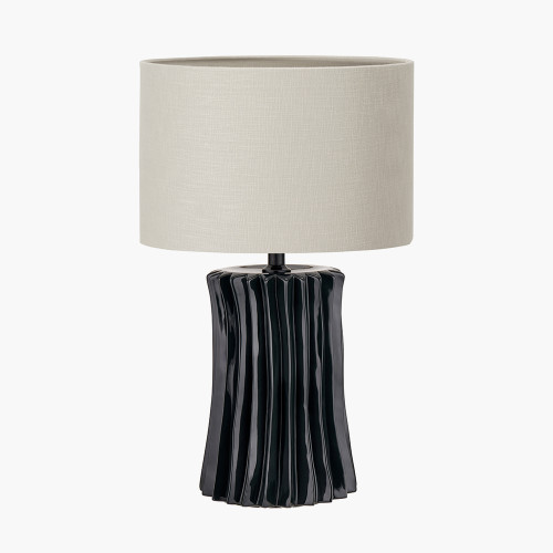 Devony Black Lamp/lino 35cm grey shade