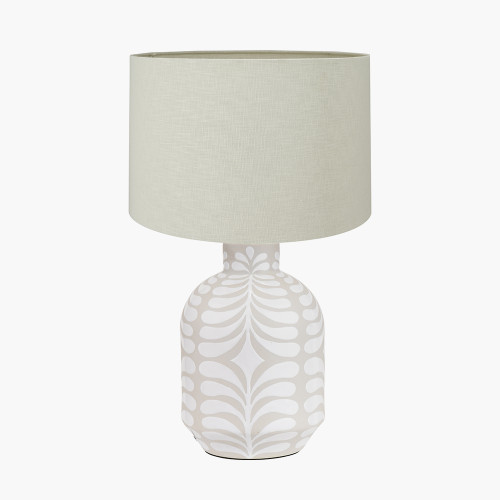 Tania Grey Lamp/lino 35cm Cream shade