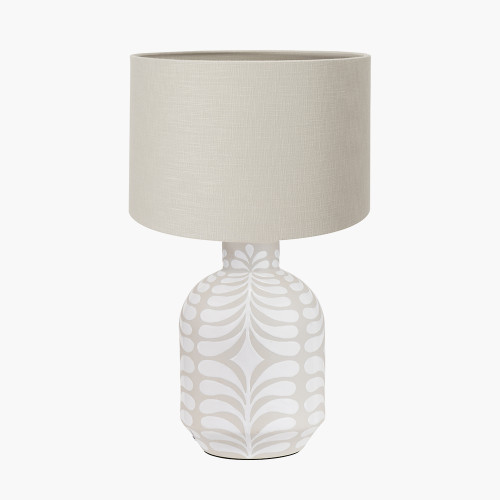 Tania Grey Lamp/lino 35cm grey shade