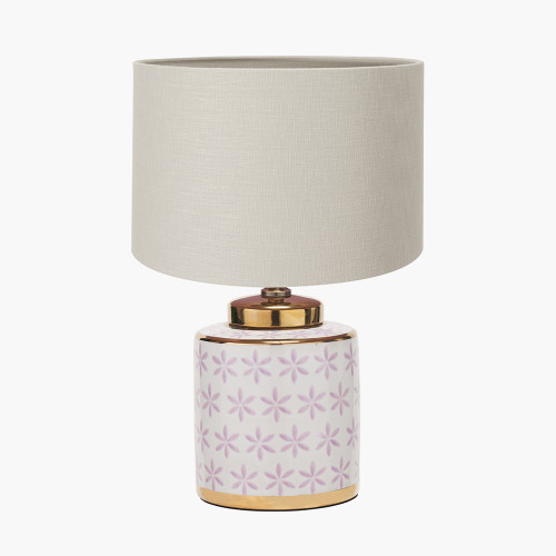 Thea Lillac Lamp/Lino 35cm Grey shade