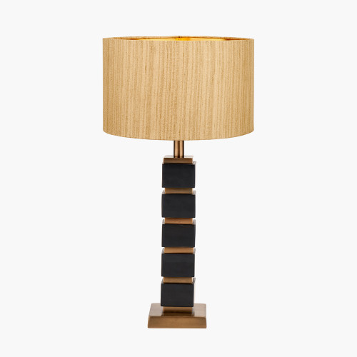 Maximo Black/Brass Lamp/Stellan 35cm gold shade