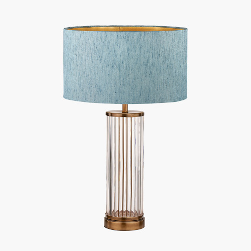 Ciara Brass Lamp & Stellan 35cm Blue Shade