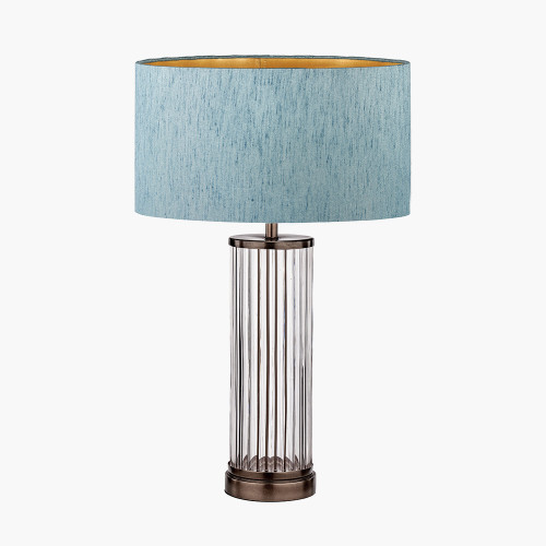Ciara Bronze Lamp & Stellan 35cm blue Shade