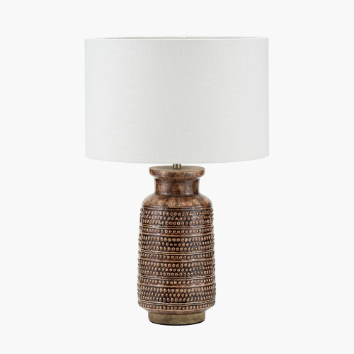 Brown Base & lino 35cm White Shade
