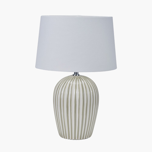 Cannes Sage Stripe Ceramic Table Lamp