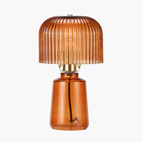 Zandra Orange Ribbed Glass Table Lamp