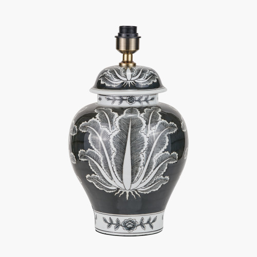 Blk & White Feather Ceramic Table Lamp Base