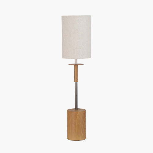 Bonham Wood Veneer & Silver Table Lamp