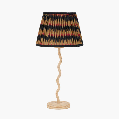 Palau Rattan Wave Table Lamp Base with Athira 25cm Multi Chevron Design Mushroom Pleat Tapered Lamp Shade