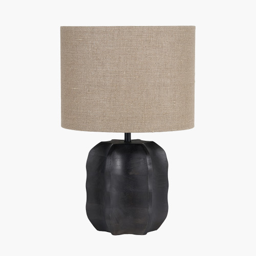 Khari Black Textured Wood Table Lamp